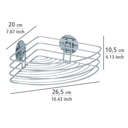 WENKO 18913100-Ράφι TURBO-LOC στρογγυλό από ατσάλι 26,5x20 cm γυαλιστερό χρώμιο