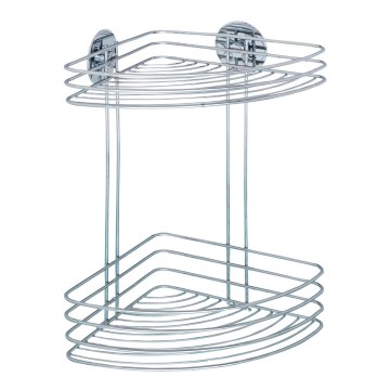 WENKO 18914100-Γωνιακό ράφι TURBO-LOC, στρογγυλό, από χάλυβα, 26,5x33 cm, γυαλιστερό χρώμιο