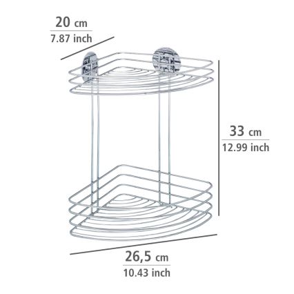 WENKO 18914100-Γωνιακό ράφι TURBO-LOC, στρογγυλό, από χάλυβα, 26,5x33 cm, γυαλιστερό χρώμιο
