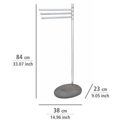 WENKO 19493100 - Βάση για πετσέτες PEBBLE STONE 38x84 cm γυαλιστερό χρώμιο/γκρι