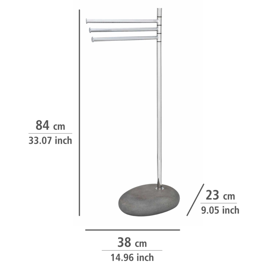 WENKO 19493100 - Βάση για πετσέτες PEBBLE STONE 38x84 cm γυαλιστερό χρώμιο/γκρι