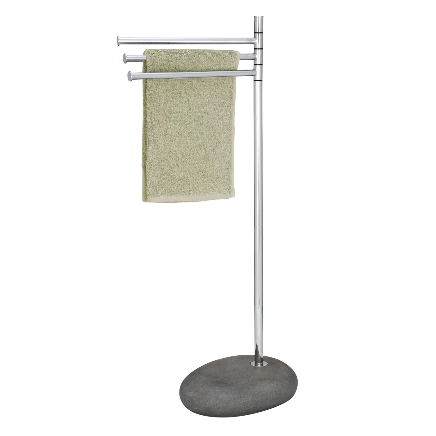 WENKO 19493100 - Βάση για πετσέτες PEBBLE STONE 38x84 cm γυαλιστερό χρώμιο/γκρι