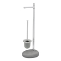 WENKO 19494100 - Βούρτσα WC PEBBLE STONE 23,5x70 cm γυαλιστερό χρώμιο/γκρι/σατινέ