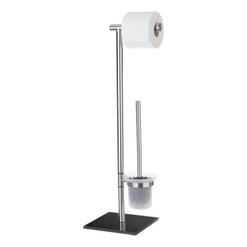 WENKO 20391100 - Βούρτσα WC LIMA 23,5x69 cm ανοξείδωτο/σατινέ/μαύρη