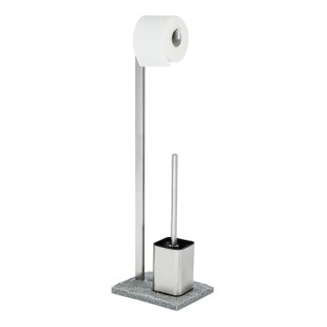 WENKO 20604100 - Βούρτσα τουαλέτας GRANIT 23x73,5 cm ανοξείδωτο/σατινέ/γκρι