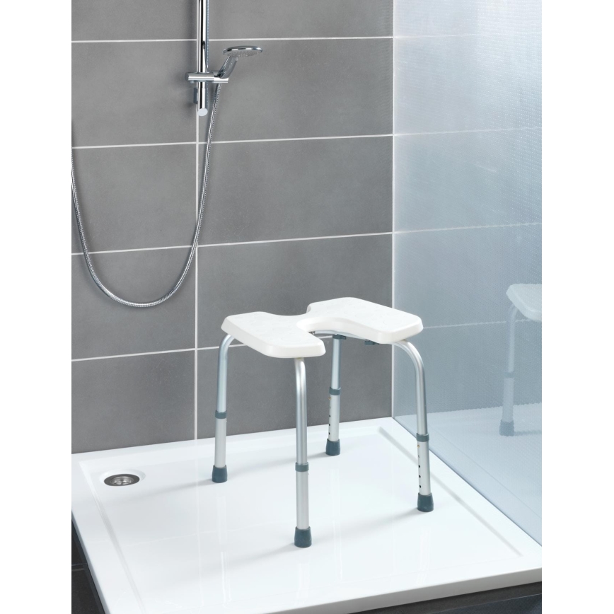 WENKO 206051100-Σκαμπό SECURA 46x53,5 εκ. λευκό/ασημί