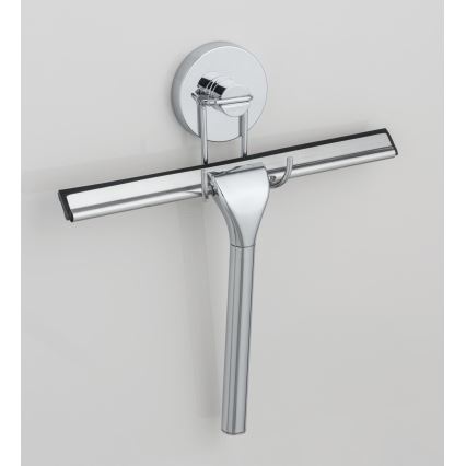 WENKO 20877100-Σκούπα υαλοκαθαριστή VACUUM-LOC, στρογγυλή, από ανοξείδωτο ατσάλι, 24,5x25 cm, γυαλιστερό χρώμιο/ασημί