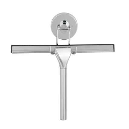 WENKO 20877100-Σκούπα υαλοκαθαριστή VACUUM-LOC, στρογγυλή, από ανοξείδωτο ατσάλι, 24,5x25 cm, γυαλιστερό χρώμιο/ασημί