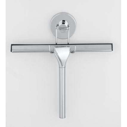 WENKO 20877100-Σκούπα υαλοκαθαριστή VACUUM-LOC, στρογγυλή, από ανοξείδωτο ατσάλι, 24,5x25 cm, γυαλιστερό χρώμιο/ασημί