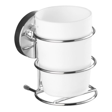 WENKO 20880100-Ποτηράκι VACUUM-LOC MILAZZO 7,5x11,5 cm γυαλιστερό. χρώμιο/λευκό