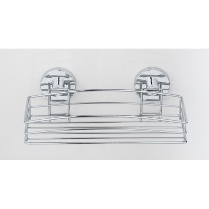 WENKO 20883100-Ράφι VACUUM-LOC RUND STAH 26x15,3 cm γυαλισμένο χρώμιο