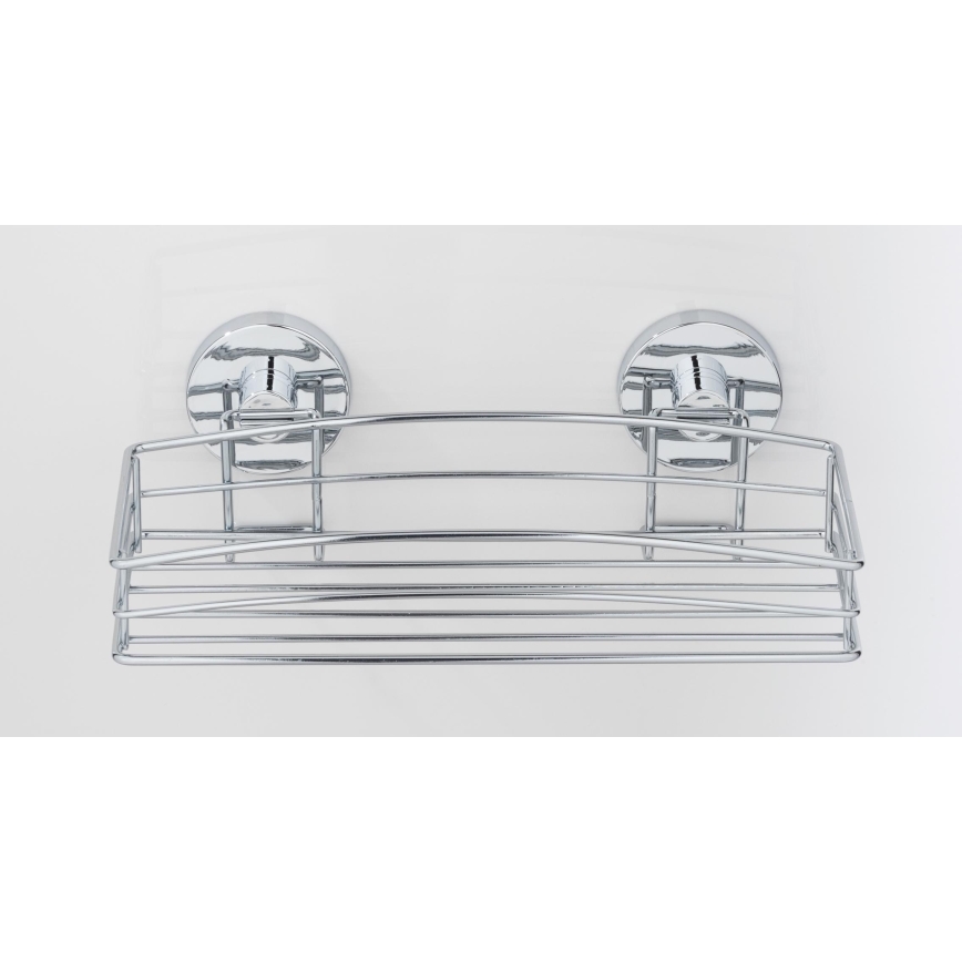 WENKO 20883100-Ράφι VACUUM-LOC RUND STAH 26x15,3 cm γυαλισμένο χρώμιο