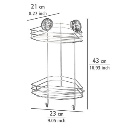 WENKO 20885100-Γωνιακό ράφι VACUUM-LOC RUND ατσάλι 24,5x41 cm γυαλιστερό χρώμιο