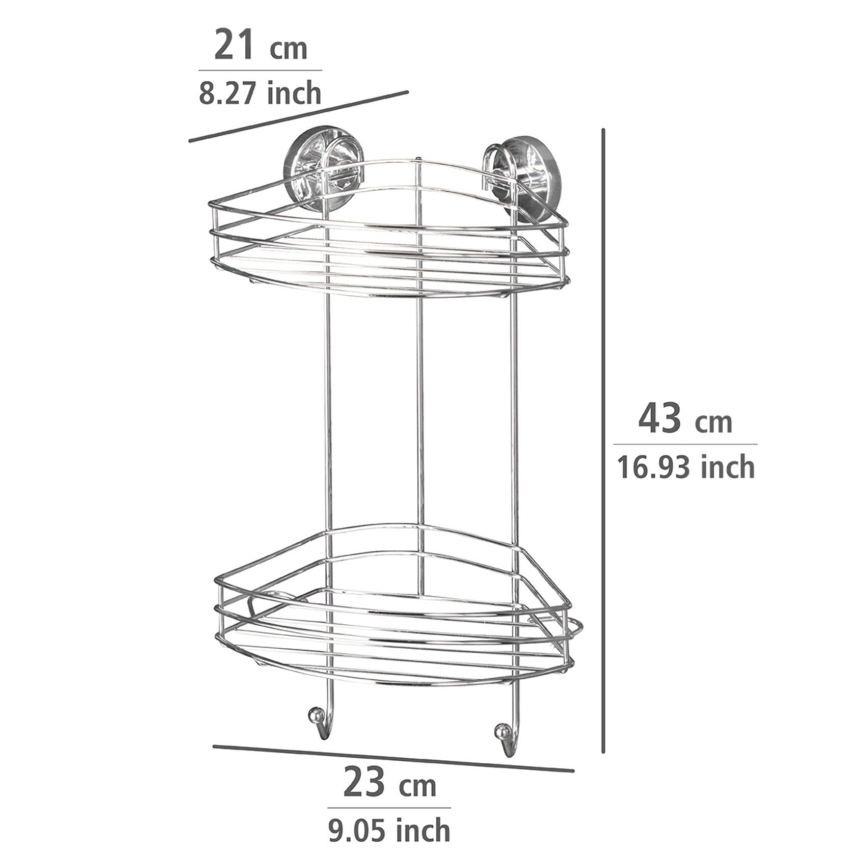 WENKO 20885100-Γωνιακό ράφι VACUUM-LOC RUND ατσάλι 24,5x41 cm γυαλιστερό χρώμιο