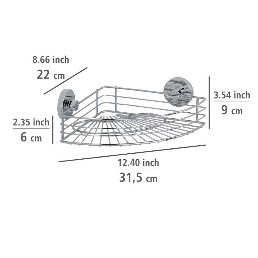 WENKO 20887100-Ράφι VACUUM-LOC, στρογγυλό, ατσάλι, 31 x 22,5 εκ., γυαλιστερό χρώμιο