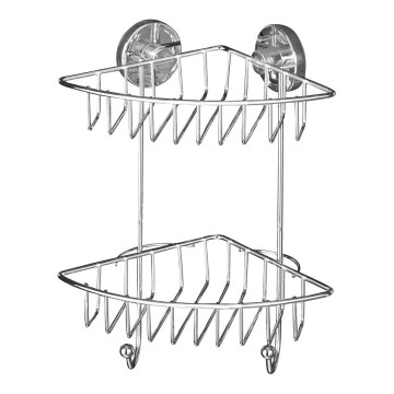 WENKO 20888100-Γωνιακό ράφι VACUUM-LOC RUND STAH 22,5x29,5 cm γυαλιστερό χρώμιο