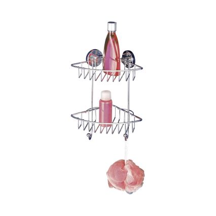 WENKO 20888100-Γωνιακό ράφι VACUUM-LOC RUND STAH 22,5x29,5 cm γυαλιστερό χρώμιο