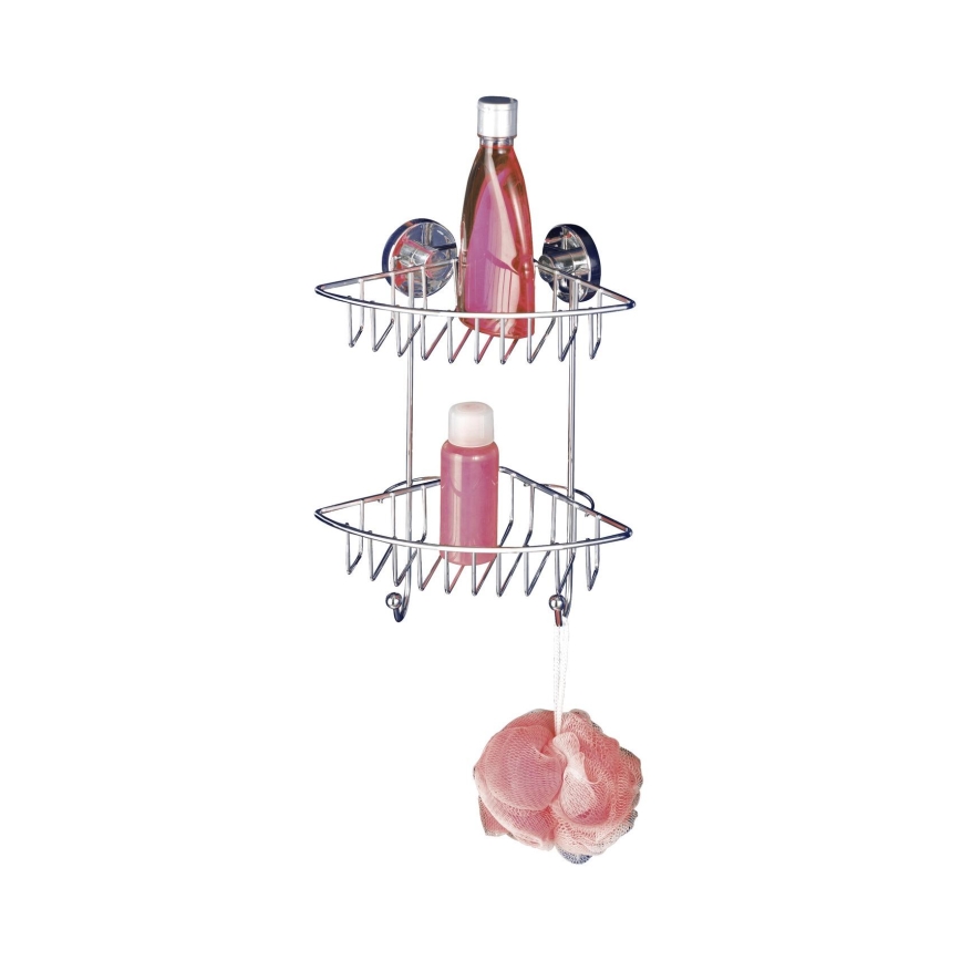 WENKO 20888100-Γωνιακό ράφι VACUUM-LOC RUND STAH 22,5x29,5 cm γυαλιστερό χρώμιο