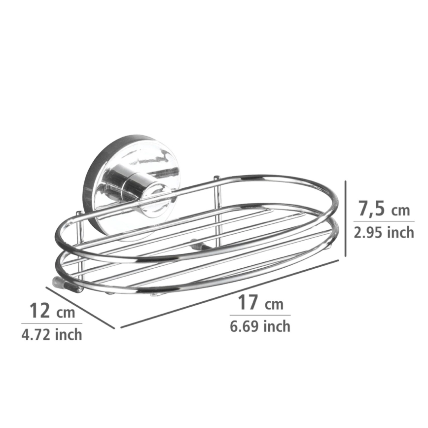 WENKO 20890100-Σαπουνοθήκη VACUUM-LOC MILAZZO 16,5x12 cm γυαλιστερό χρώμιο