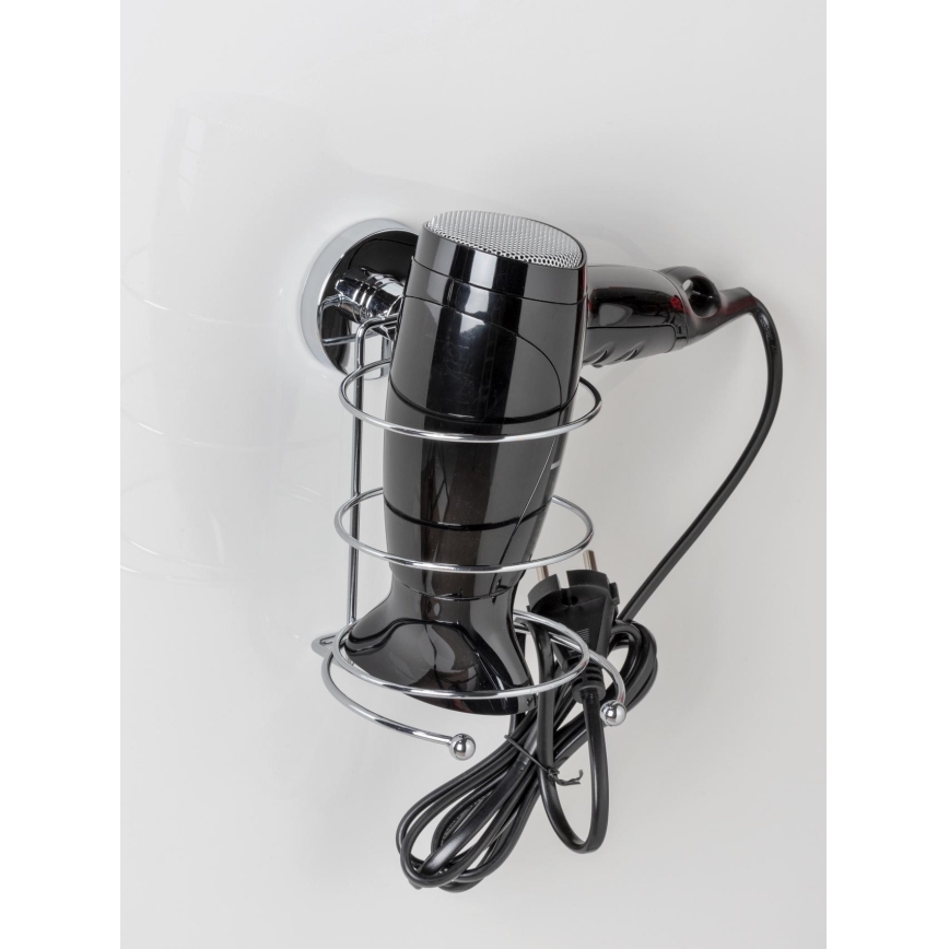 WENKO 20896100-Βάση για πιστολάκι VACUUM-LOC MILAZZO 12x17 cm γυαλιστερό χρώμιο