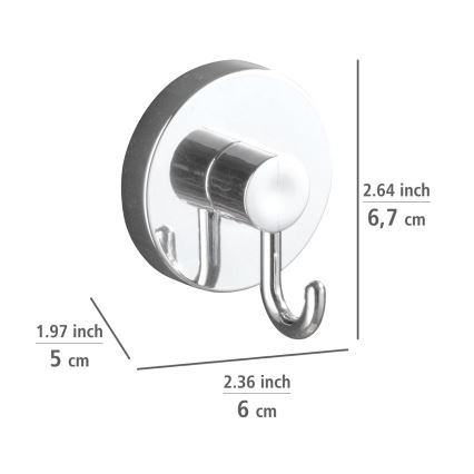 WENKO 20900100 - Γάντζος VACUUM-LOC, στρογγυλός, ατσάλινος, 6 x 6,7 cm, γυαλιστερό χρώμιο