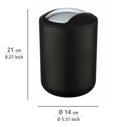 WENKO 21211100 - Κάδος απορριμμάτων BRASIL 14x21 cm μαύρο/γυαλιστερό χρώμιο