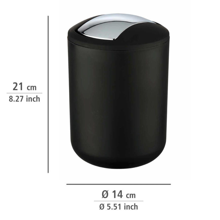 WENKO 21211100 - Κάδος απορριμμάτων BRASIL 14x21 cm μαύρο/γυαλιστερό χρώμιο