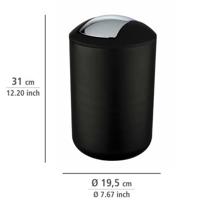 WENKO 21212100 - Κάδος BRASIL 19,5x31 cm μαύρο/γυαλιστερό χρώμιο