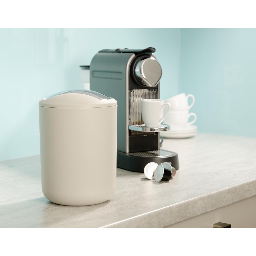 WENKO 21221100 - Κάδος απορριμμάτων BRASIL 14x21 cm μπεζ/γυαλιστερό χρώμιο