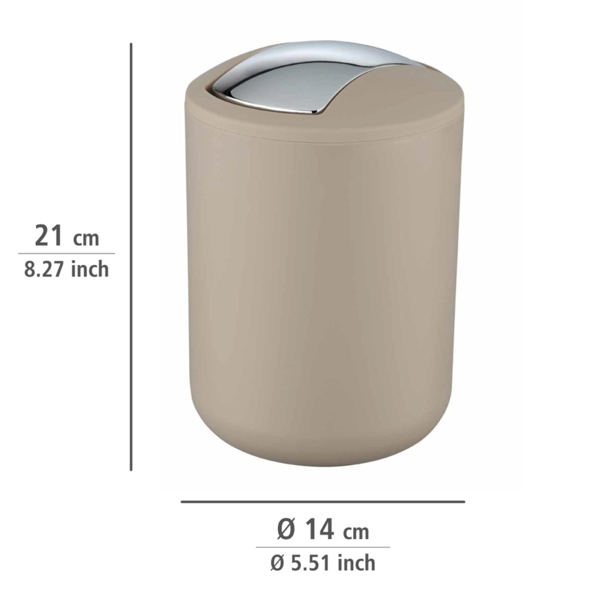 WENKO 21221100 - Κάδος απορριμμάτων BRASIL 14x21 cm μπεζ/γυαλιστερό χρώμιο
