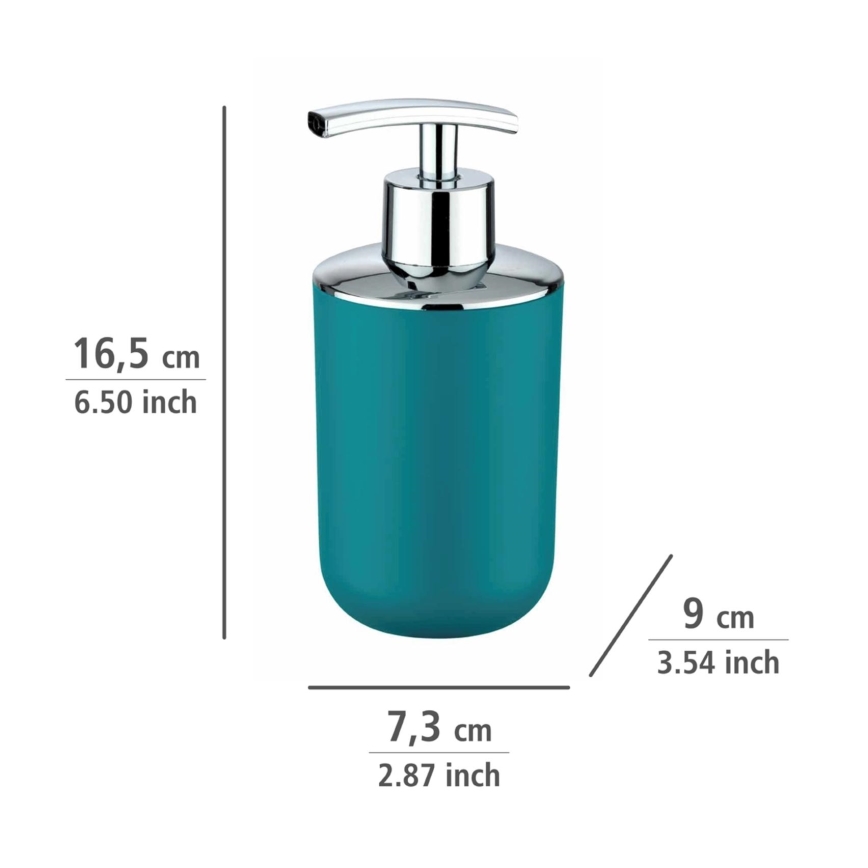 WENKO 21224100 - Δοσομετρητής σαπουνιού BRASIL 7,3x16,5 cm τιρκουάζ/γυαλιστερό χρώμιο