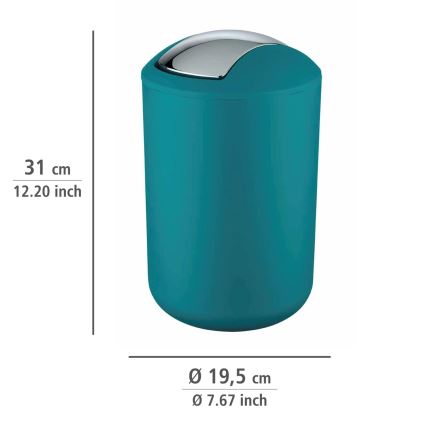 WENKO 21227100 - Κάδος απορριμμάτων BRASIL 19,5x31 cm τυρκουάζ/γυαλιστερό χρώμιο