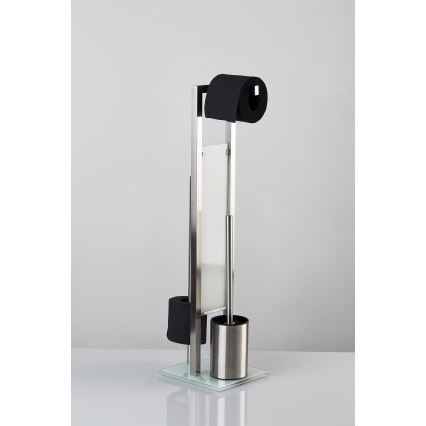 WENKO 21564100 - Βούρτσα WC RIVALTA 18x70 cm ανοξείδωτη/ασημί/λευκή/μαύρη