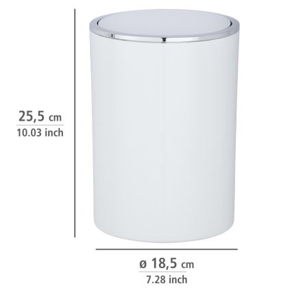 WENKO 22554100 - Κάδος INCA 18,5x25,5 cm λευκός/γυαλιστερό χρώμιο