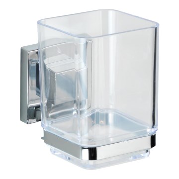 WENKO 22680100 -Ποτήρι VACUUM-LOC QUADRO ED 7,5x10 cm ασημί/γυαλιστ. χρωμιωμένο/διάφανο