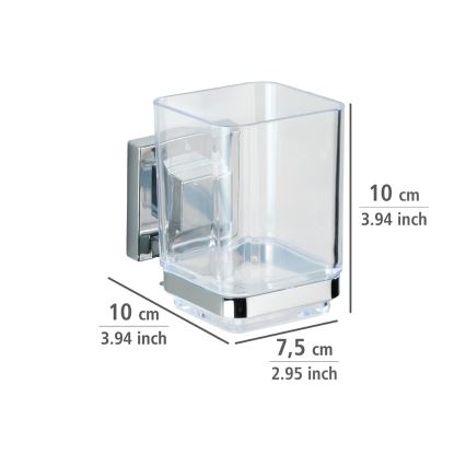 WENKO 22680100 -Ποτήρι VACUUM-LOC QUADRO ED 7,5x10 cm ασημί/γυαλιστ. χρωμιωμένο/διάφανο