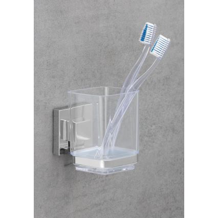 WENKO 22680100 -Ποτήρι VACUUM-LOC QUADRO ED 7,5x10 cm ασημί/γυαλιστ. χρωμιωμένο/διάφανο