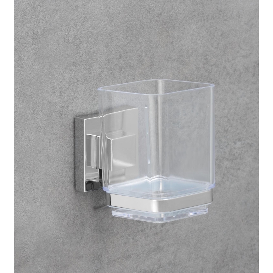 WENKO 22680100 -Ποτήρι VACUUM-LOC QUADRO ED 7,5x10 cm ασημί/γυαλιστ. χρωμιωμένο/διάφανο