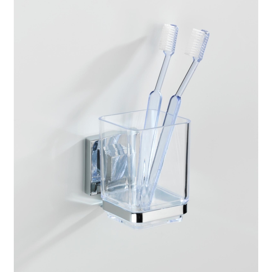 WENKO 22680100 -Ποτήρι VACUUM-LOC QUADRO ED 7,5x10 cm ασημί/γυαλιστ. χρωμιωμένο/διάφανο