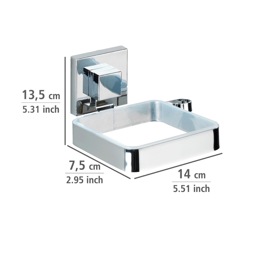 WENKO 22682100 -Βάση στήριξης για πιστολάκι μαλλιών VACUUM-LOC QUADRO ED 13,5x14 cm ασημί/χρώμιο