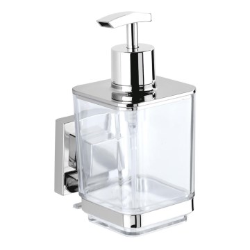 WENKO 22683100-Δοσομετρητής σαπουνιού VACUUM-LOC QUADRO ED 7,5x16 cm ασημί/γυαλιστερό χρώμιο