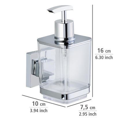 WENKO 22683100-Δοσομετρητής σαπουνιού VACUUM-LOC QUADRO ED 7,5x16 cm ασημί/γυαλιστερό χρώμιο