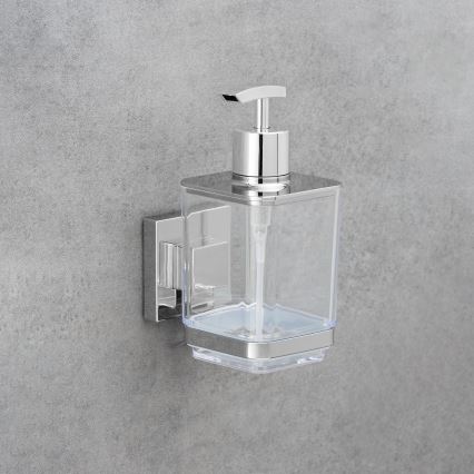WENKO 22683100-Δοσομετρητής σαπουνιού VACUUM-LOC QUADRO ED 7,5x16 cm ασημί/γυαλιστερό χρώμιο