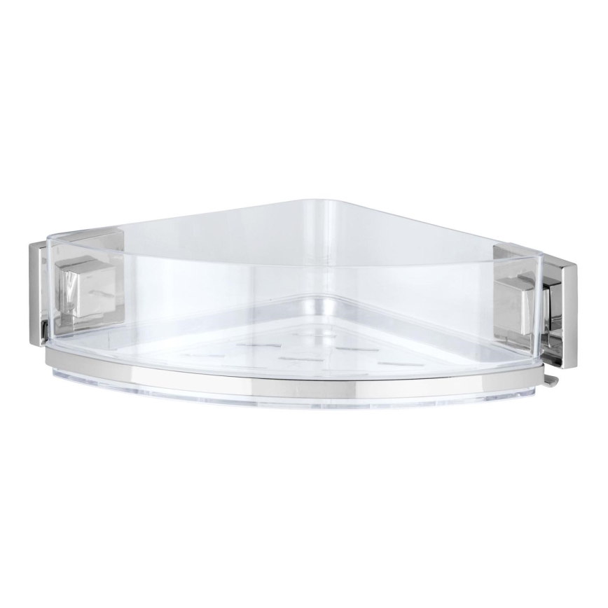 WENKO 22686100-Γωνιακό ράφι VACUUM-LOC QUADRO ED 28x19,5 cm ασημί/διάφανο