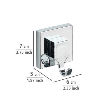 WENKO 22688100-Γάντζος VACUUM-LOC QUADRO ED 6x7 cm ασημί/γυαλιστερό χρώμιο