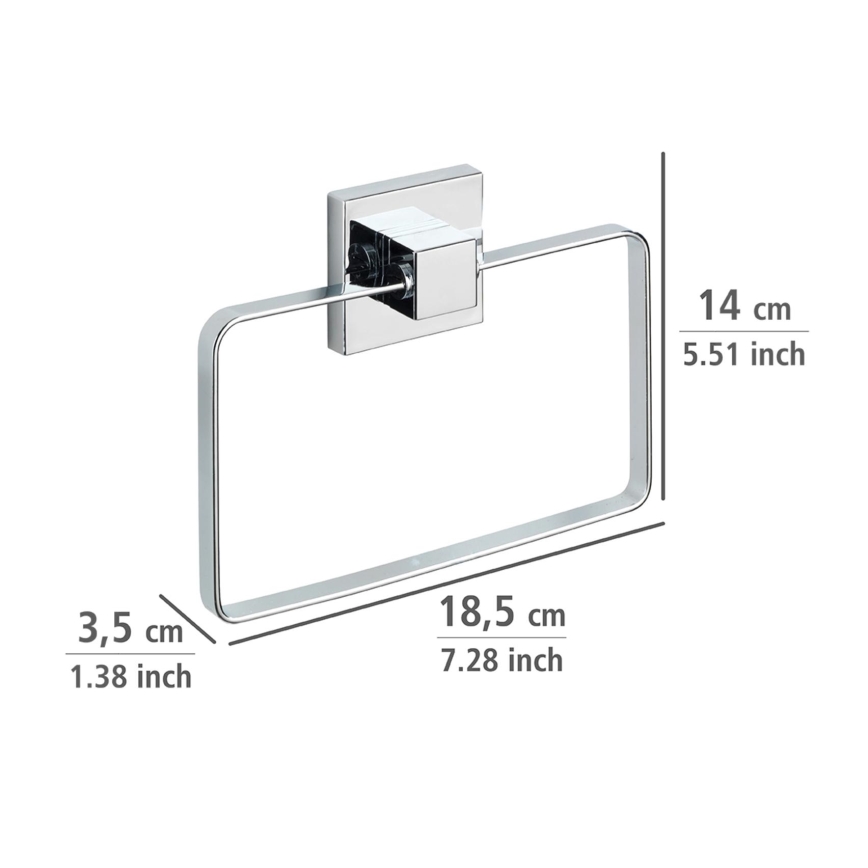 WENKO 22689100-Βάση πετσετών VACUUM-LOC QUADRO ED 18,5x14 cm ασημί/γυαλισμένο χρώμιο