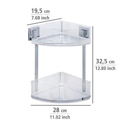 WENKO 22690100-Γωνιακή ραφιέρα VACUUM-LOC QUADRO ED 28x32,5 cm ασημί/γυαλιστερό χρώμιο