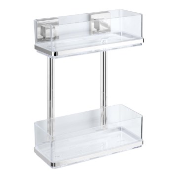 WENKO 22691100-Ράφι VACUUM-LOC QUADRO ED 25,5x32,5 cm ασημί/γυαλιστερό χρώμιο/διάφανο