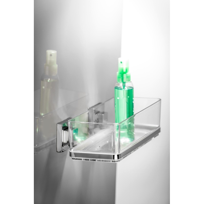 WENKO 22692100-Ράφι VACUUM-LOC QUADRO ED 25,5x14 cm ασημί/διαφανές
