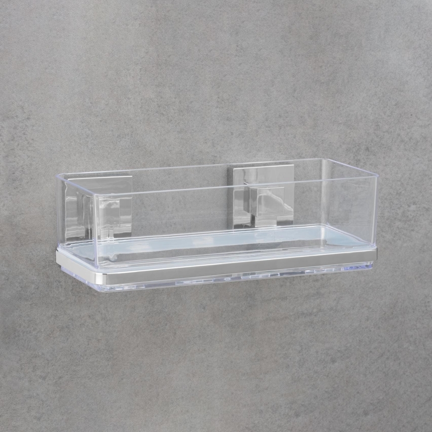 WENKO 22692100-Ράφι VACUUM-LOC QUADRO ED 25,5x14 cm ασημί/διαφανές